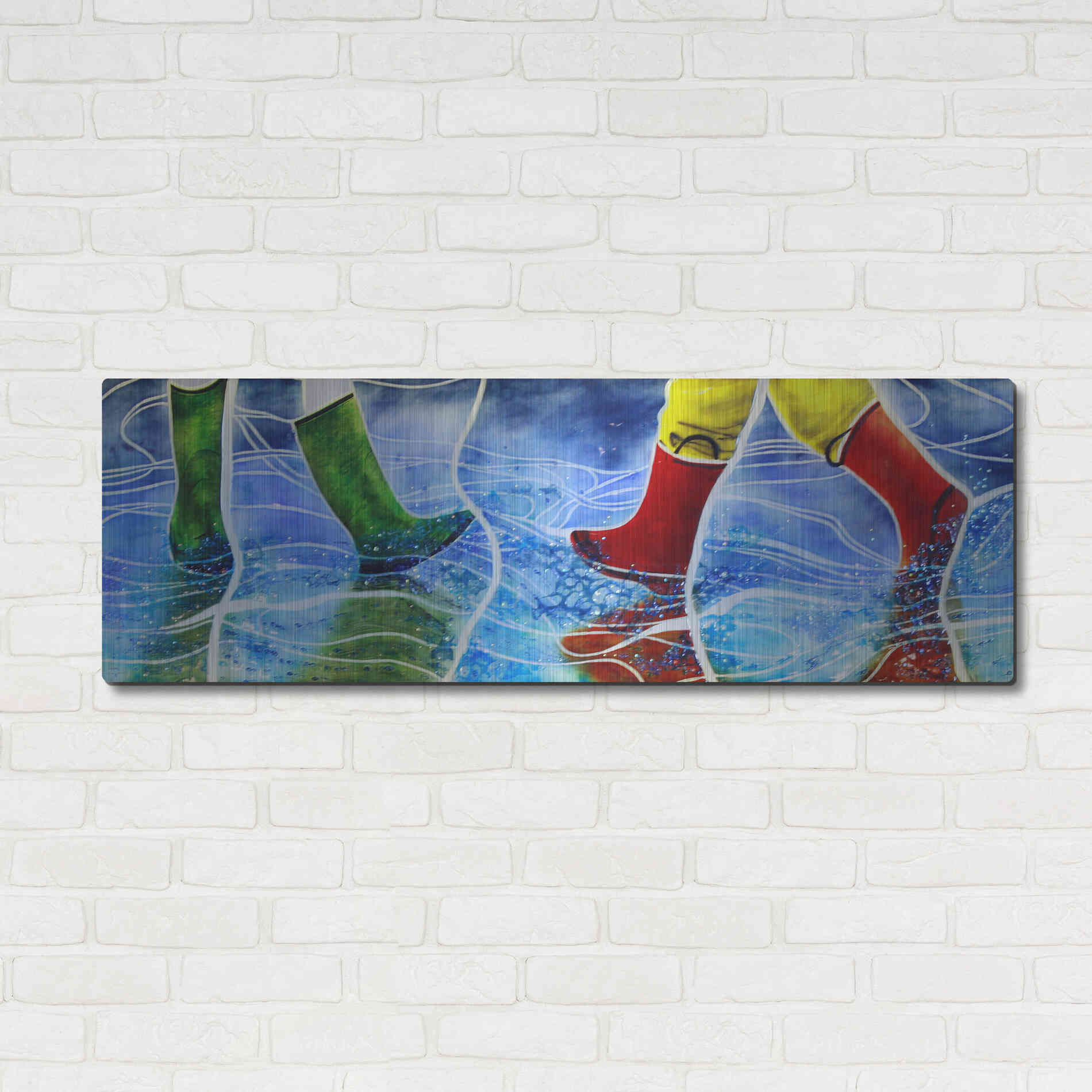 Luxe Metal Art 'Water' by Rita Shimelfarb, Metal Wall Art,48x16