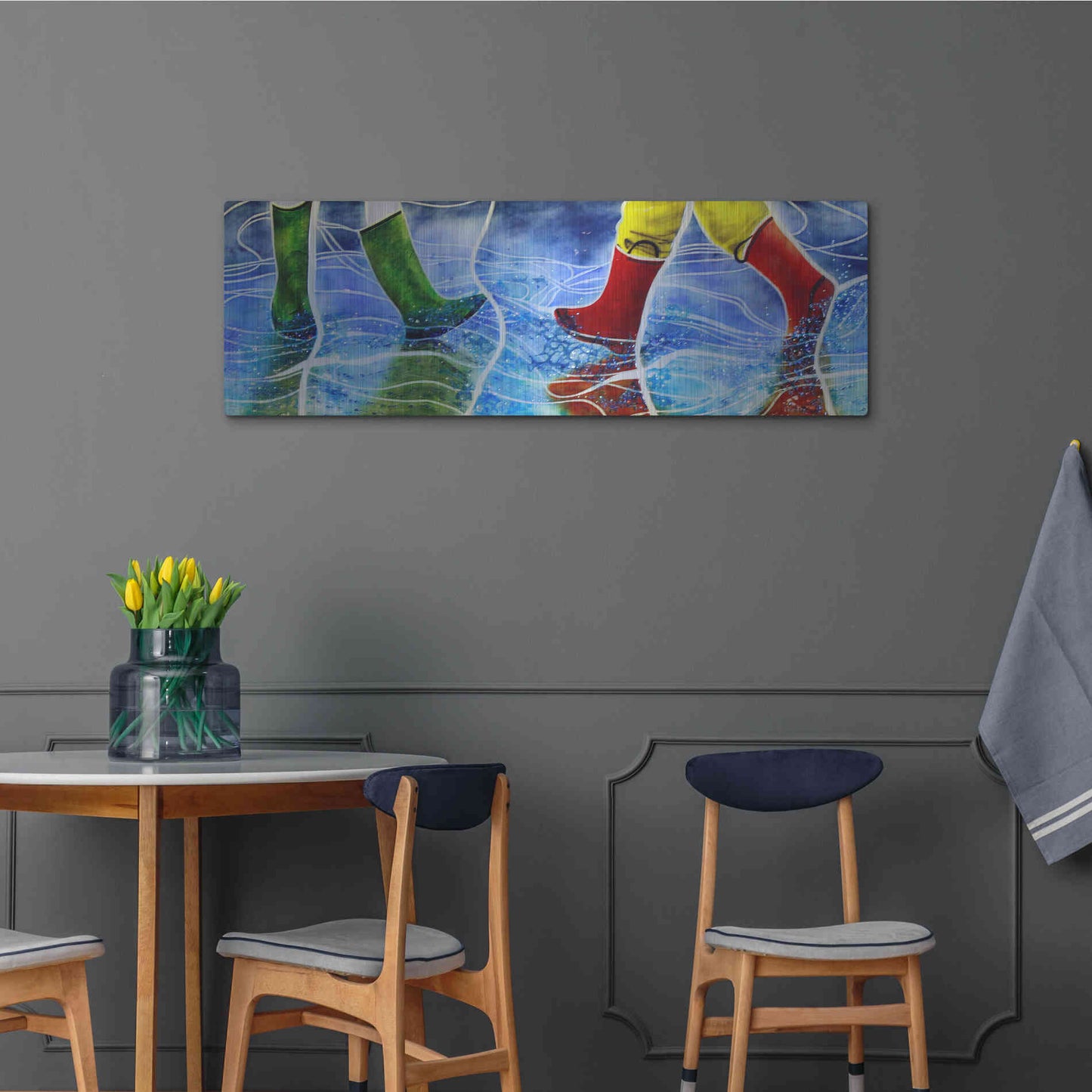 Luxe Metal Art 'Water' by Rita Shimelfarb, Metal Wall Art,48x16