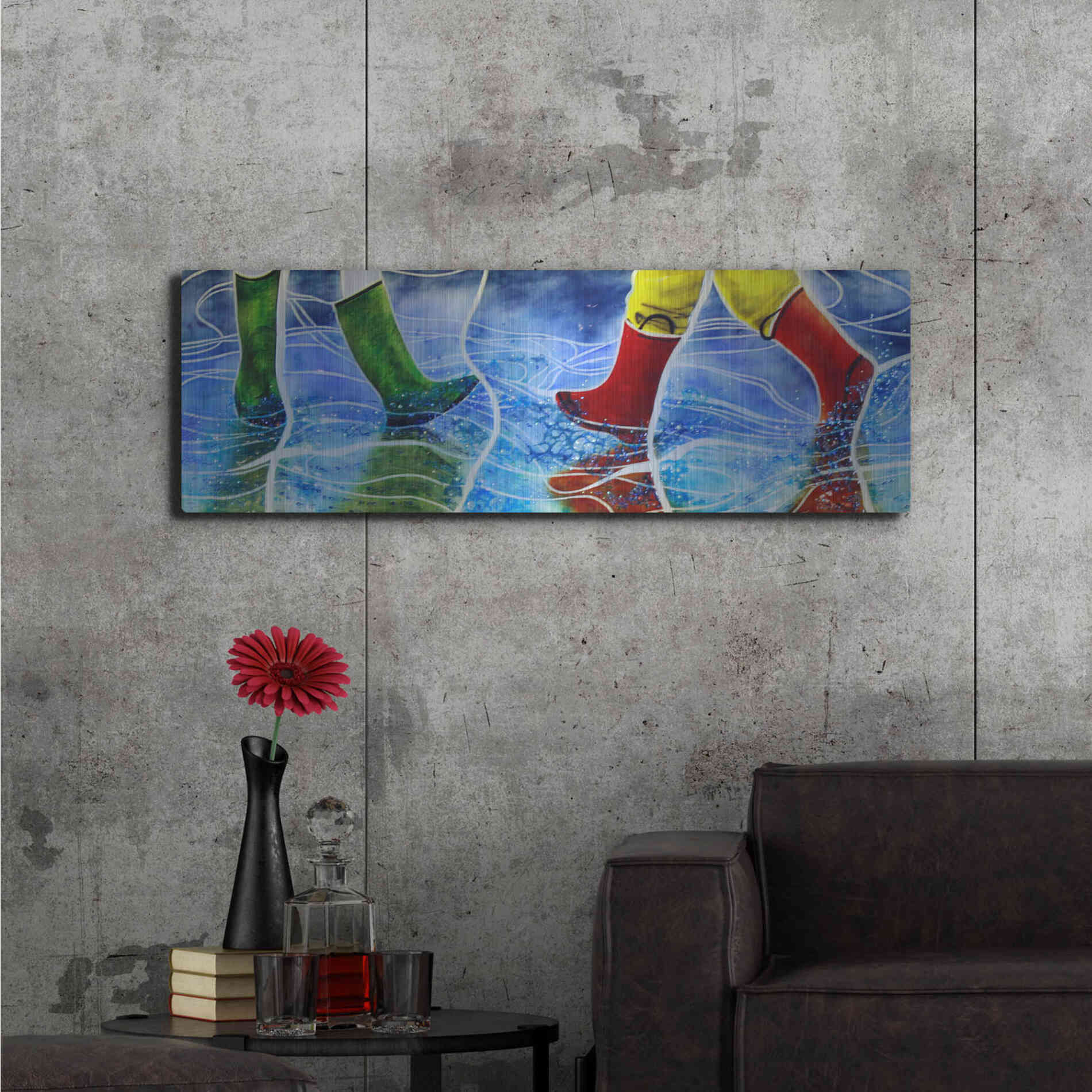 Luxe Metal Art 'Water' by Rita Shimelfarb, Metal Wall Art,48x16