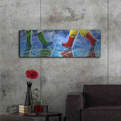 Luxe Metal Art 'Water' by Rita Shimelfarb, Metal Wall Art,48x16
