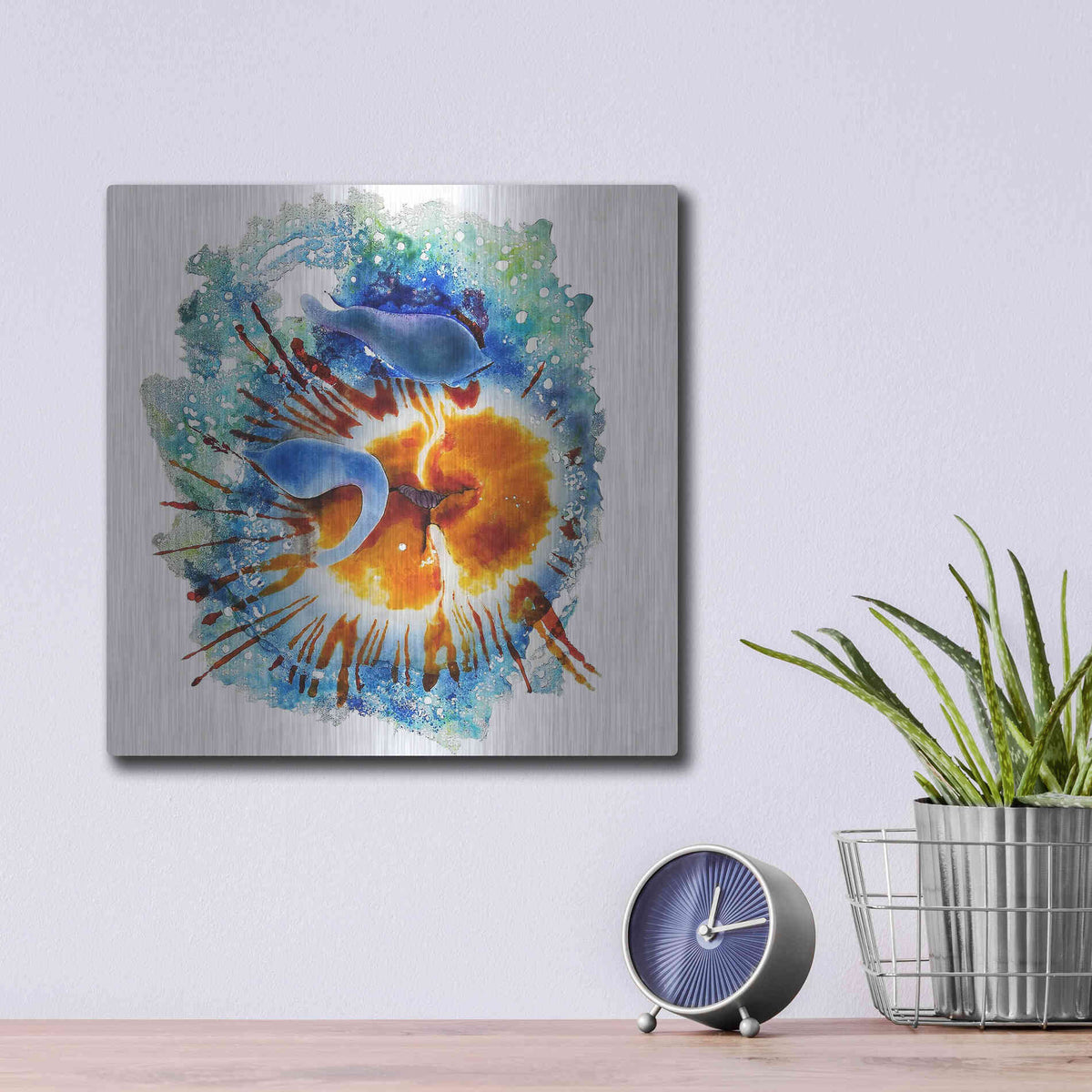 Luxe Metal Art 'Urticina Felinal' by Rita Shimelfarb, Metal Wall Art,12x12