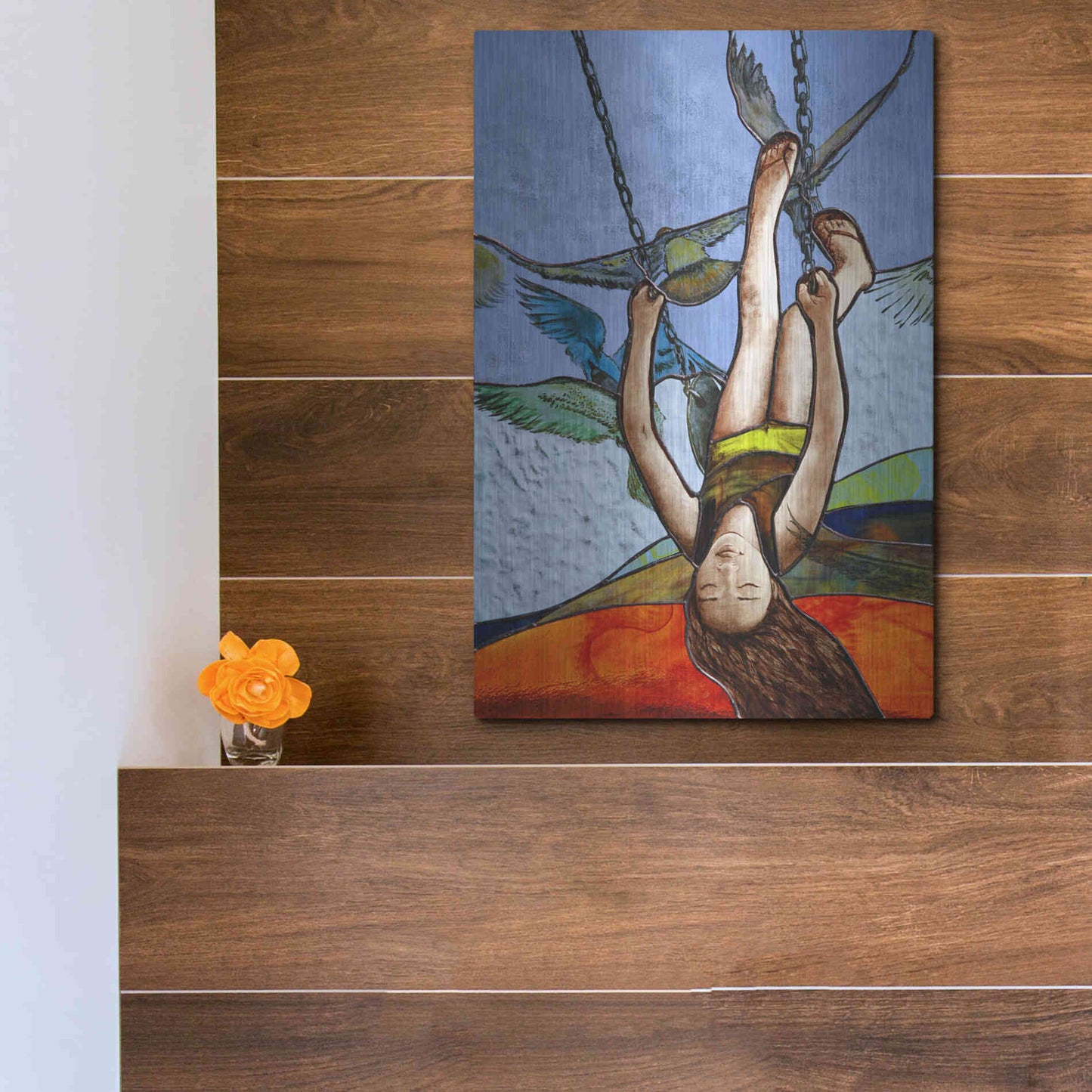 Luxe Metal Art 'Up' by Rita Shimelfarb, Metal Wall Art,12x16