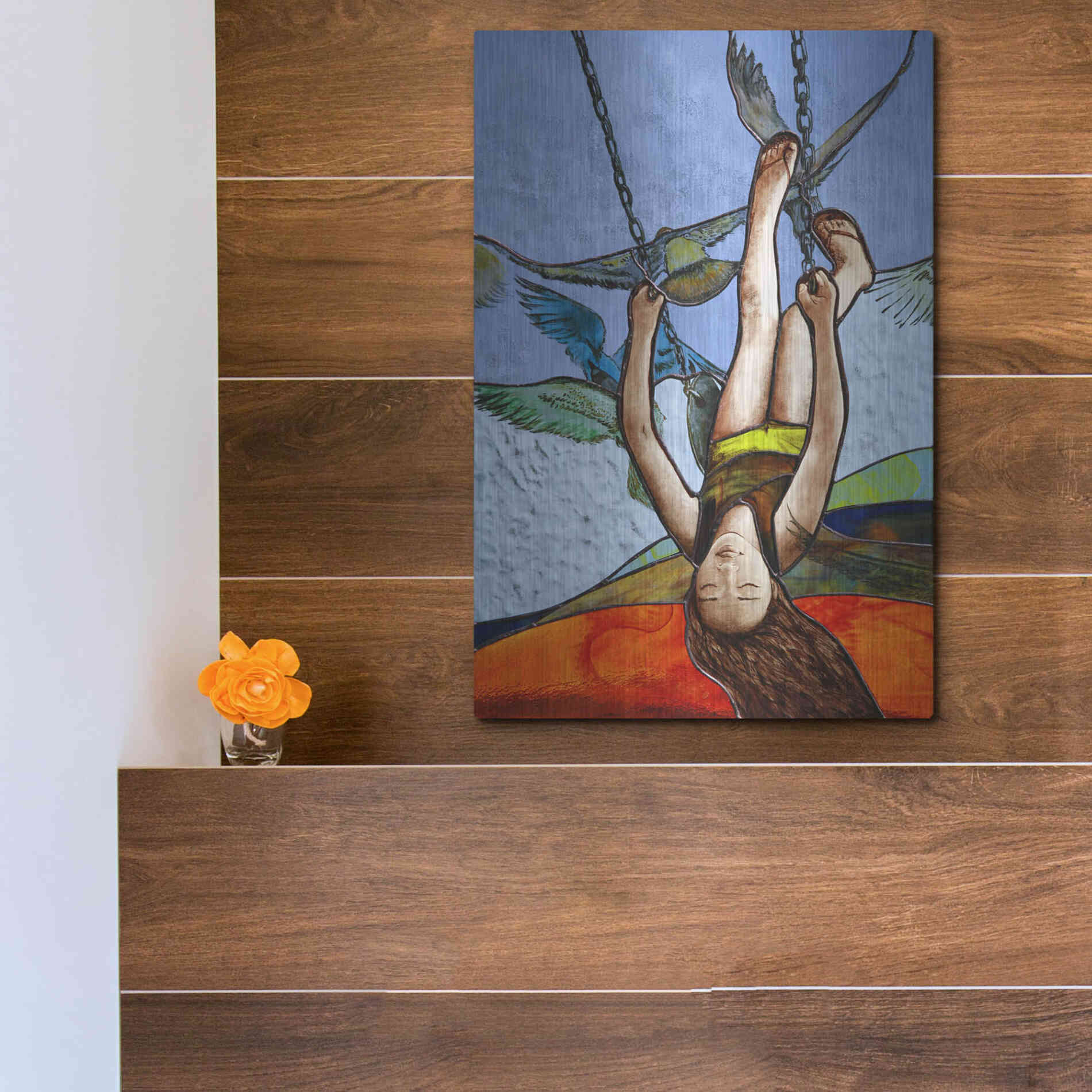 Luxe Metal Art 'Up' by Rita Shimelfarb, Metal Wall Art,12x16