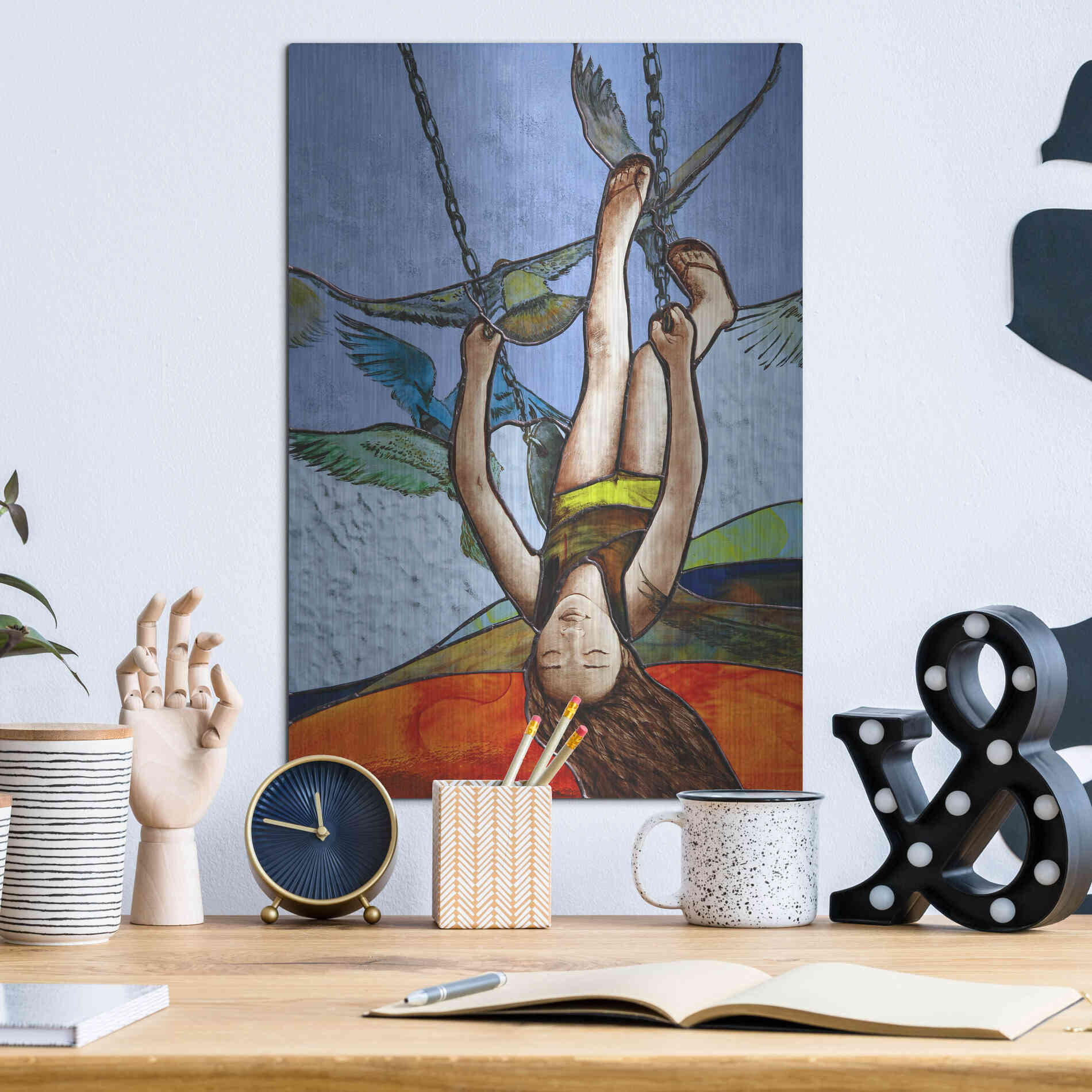 Luxe Metal Art 'Up' by Rita Shimelfarb, Metal Wall Art,12x16