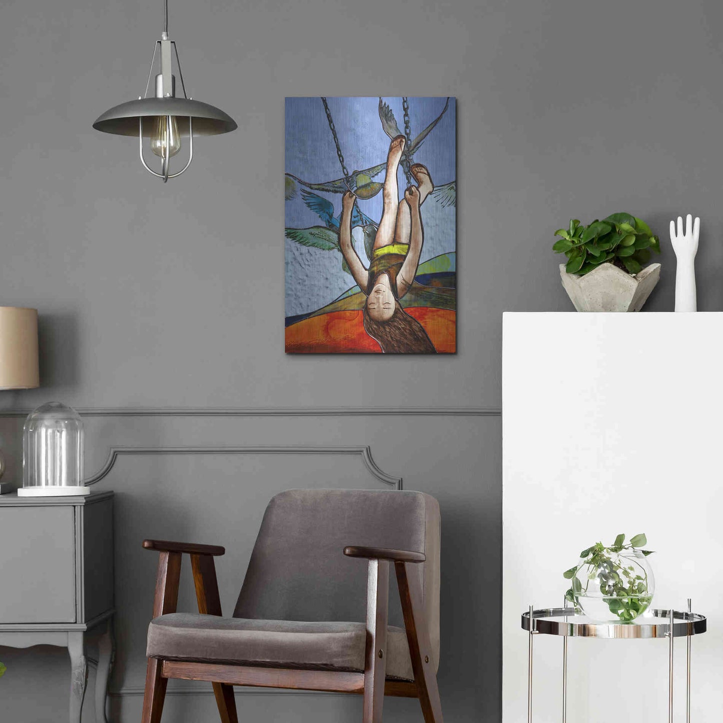 Luxe Metal Art 'Up' by Rita Shimelfarb, Metal Wall Art,16x24