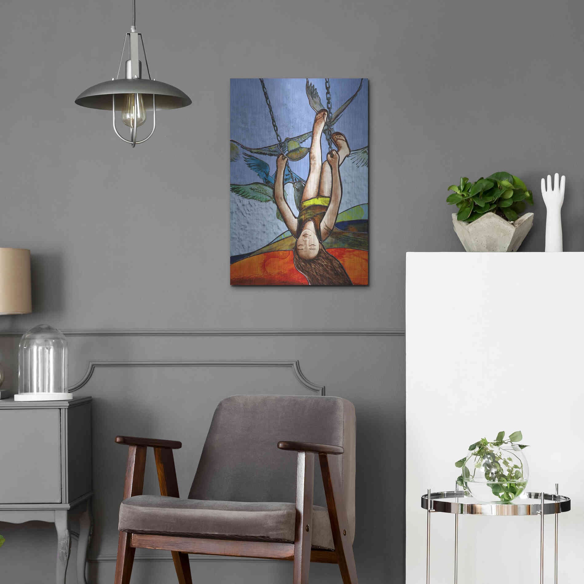 Luxe Metal Art 'Up' by Rita Shimelfarb, Metal Wall Art,16x24