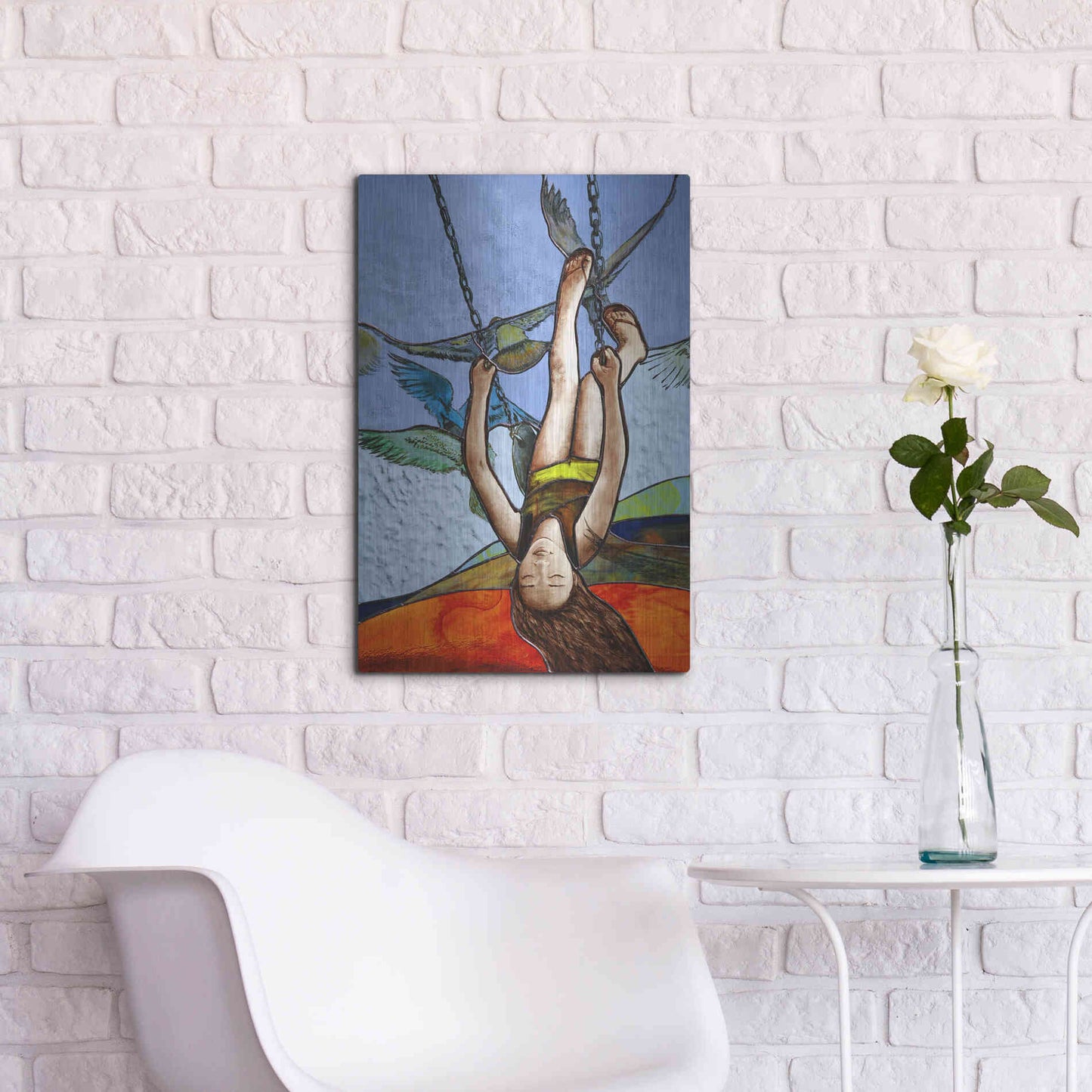 Luxe Metal Art 'Up' by Rita Shimelfarb, Metal Wall Art,16x24