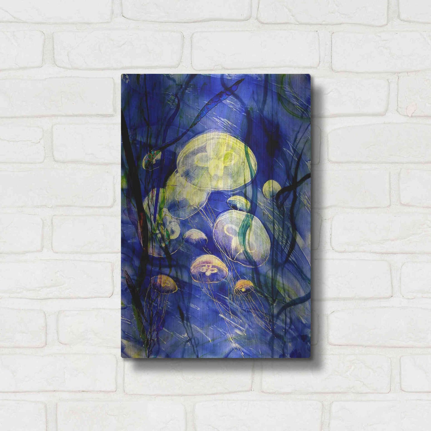 Luxe Metal Art 'Swimming With The Jellies' by Rita Shimelfarb, Metal Wall Art,12x16