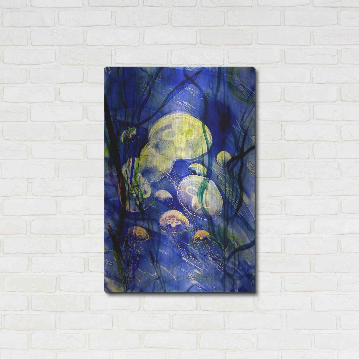 Luxe Metal Art 'Swimming With The Jellies' by Rita Shimelfarb, Metal Wall Art,24x36