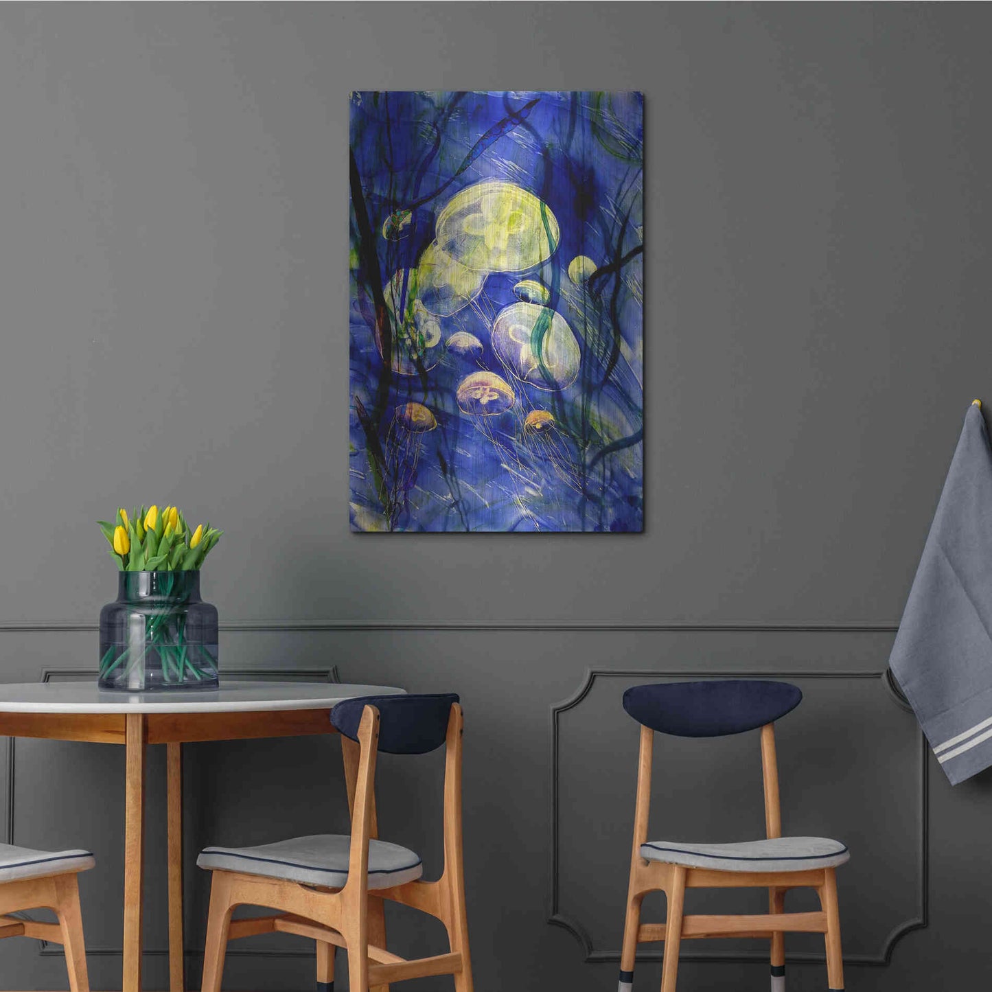 Luxe Metal Art 'Swimming With The Jellies' by Rita Shimelfarb, Metal Wall Art,24x36