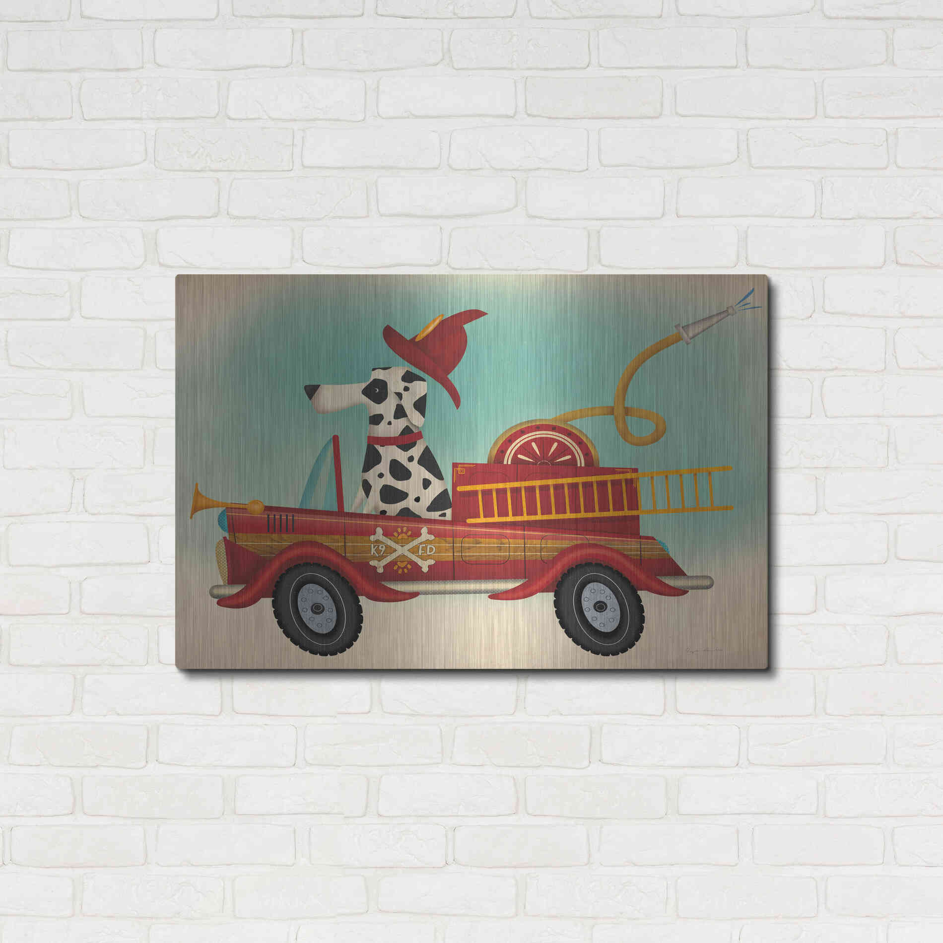Luxe Metal Art 'K9 Fire Department' by Ryan Fowler, Metal Wall Art,36x24