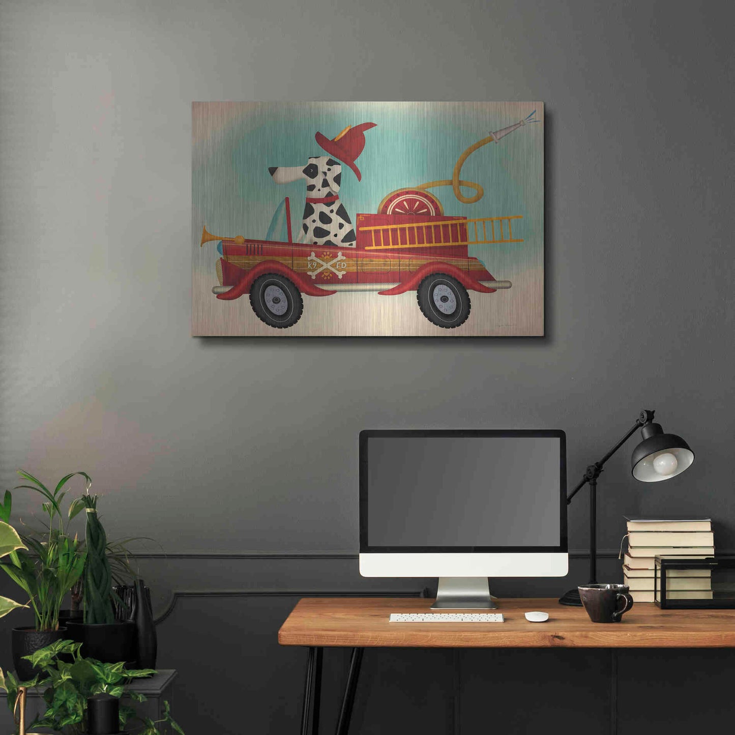 Luxe Metal Art 'K9 Fire Department' by Ryan Fowler, Metal Wall Art,36x24