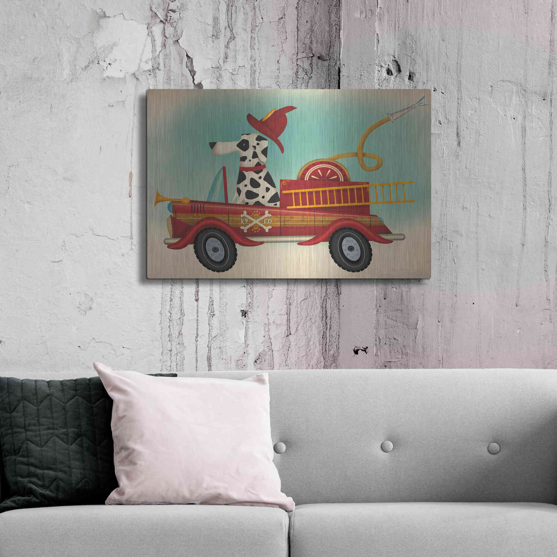 Luxe Metal Art 'K9 Fire Department' by Ryan Fowler, Metal Wall Art,36x24