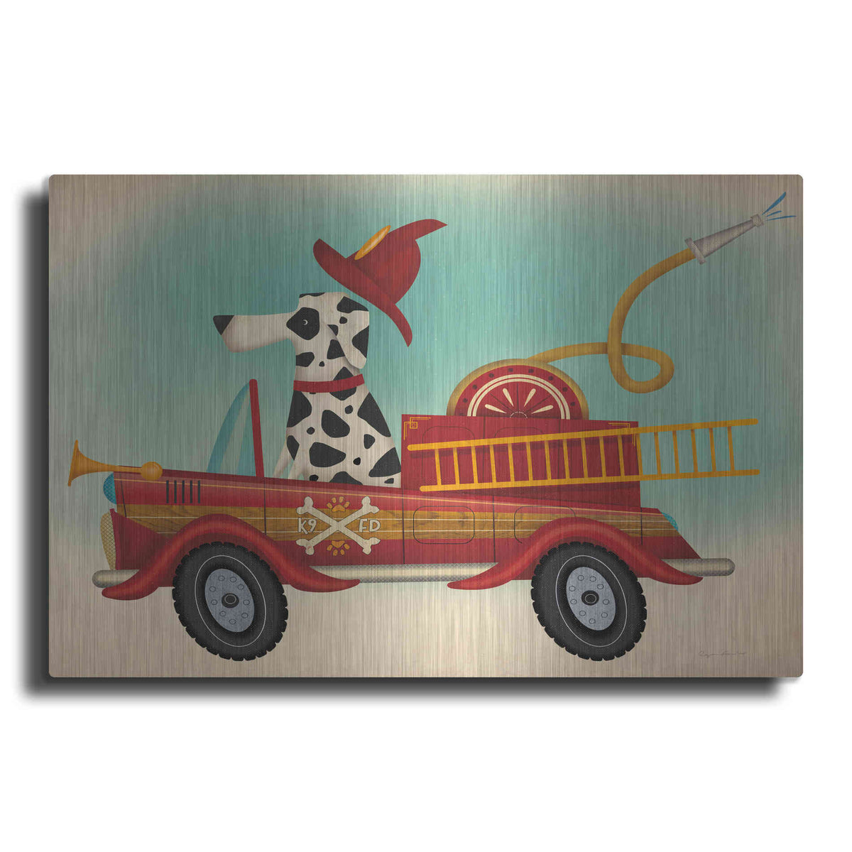 Luxe Metal Art 'K9 Fire Department' by Ryan Fowler, Metal Wall Art