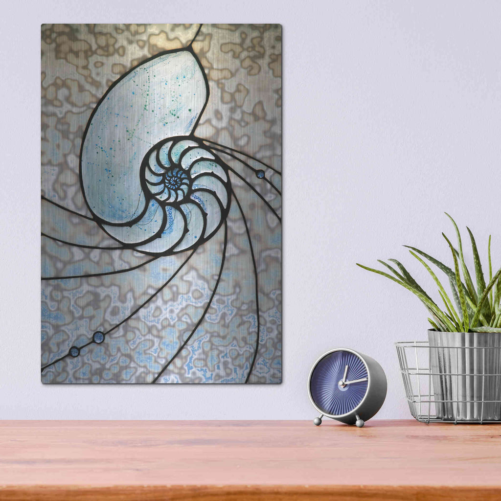 Luxe Metal Art 'Shell' by Rita Shimelfarb, Metal Wall Art,12x16