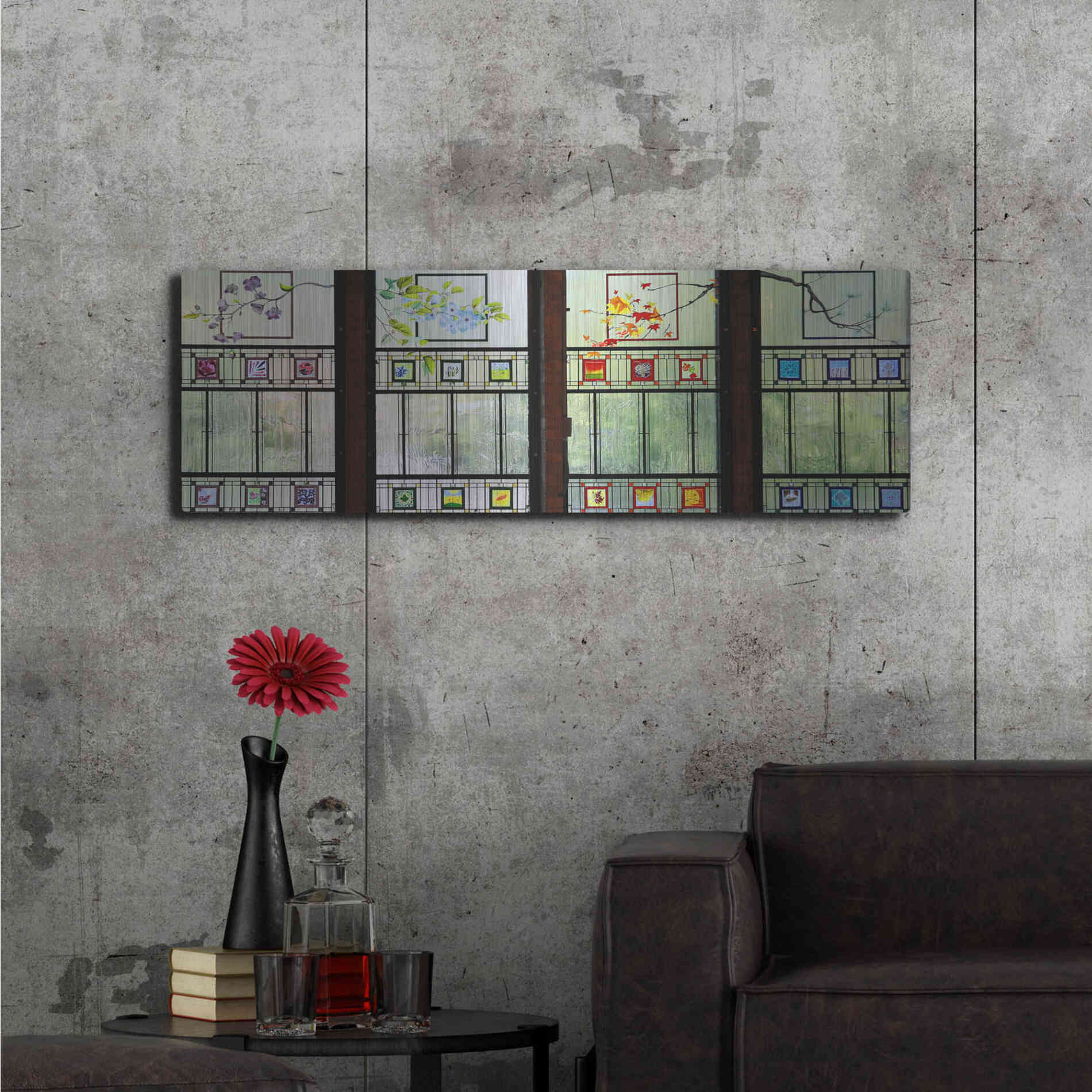 Luxe Metal Art 'Seasons' by Rita Shimelfarb, Metal Wall Art,48x16