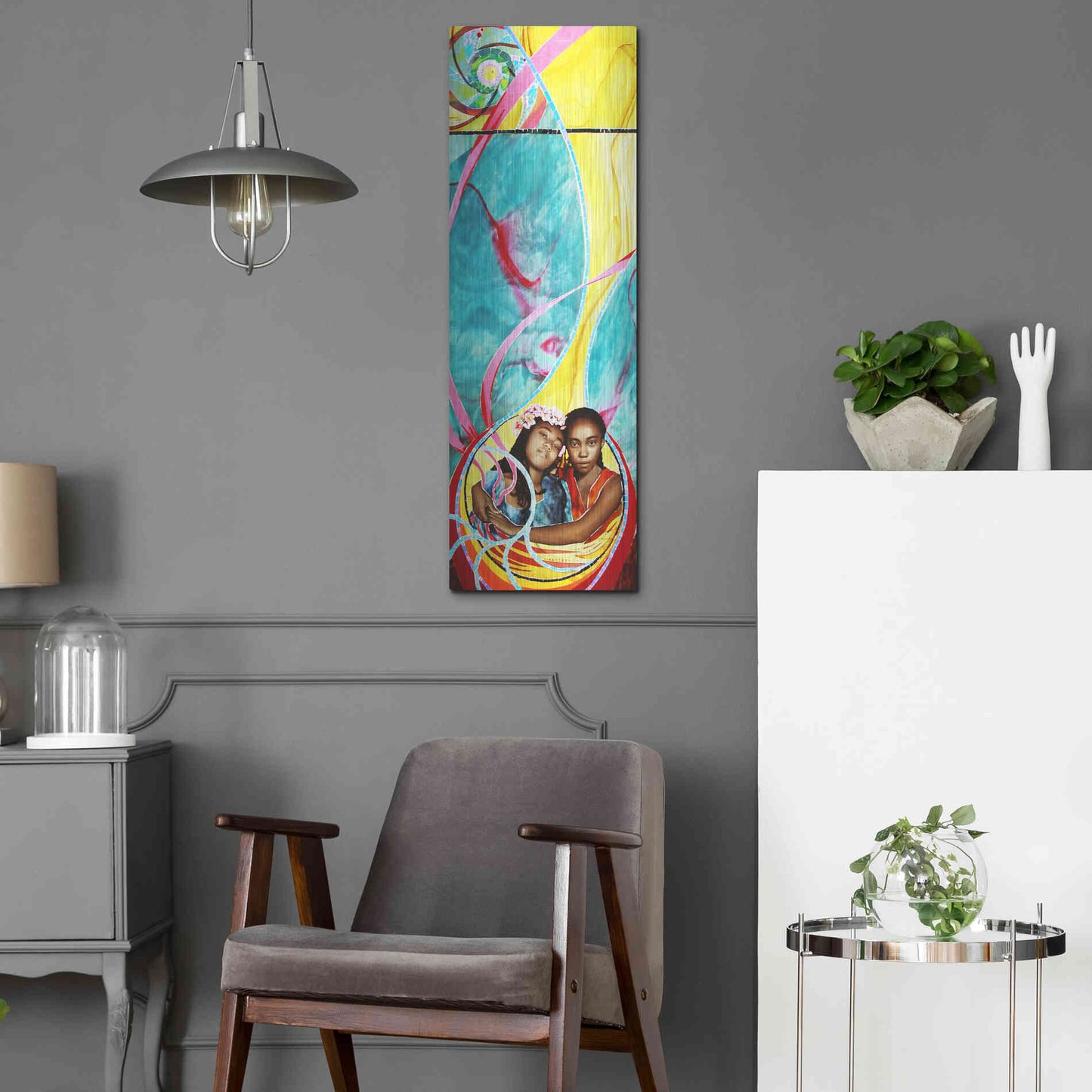 Luxe Metal Art 'Love And Faith' by Rita Shimelfarb, Metal Wall Art,12x36