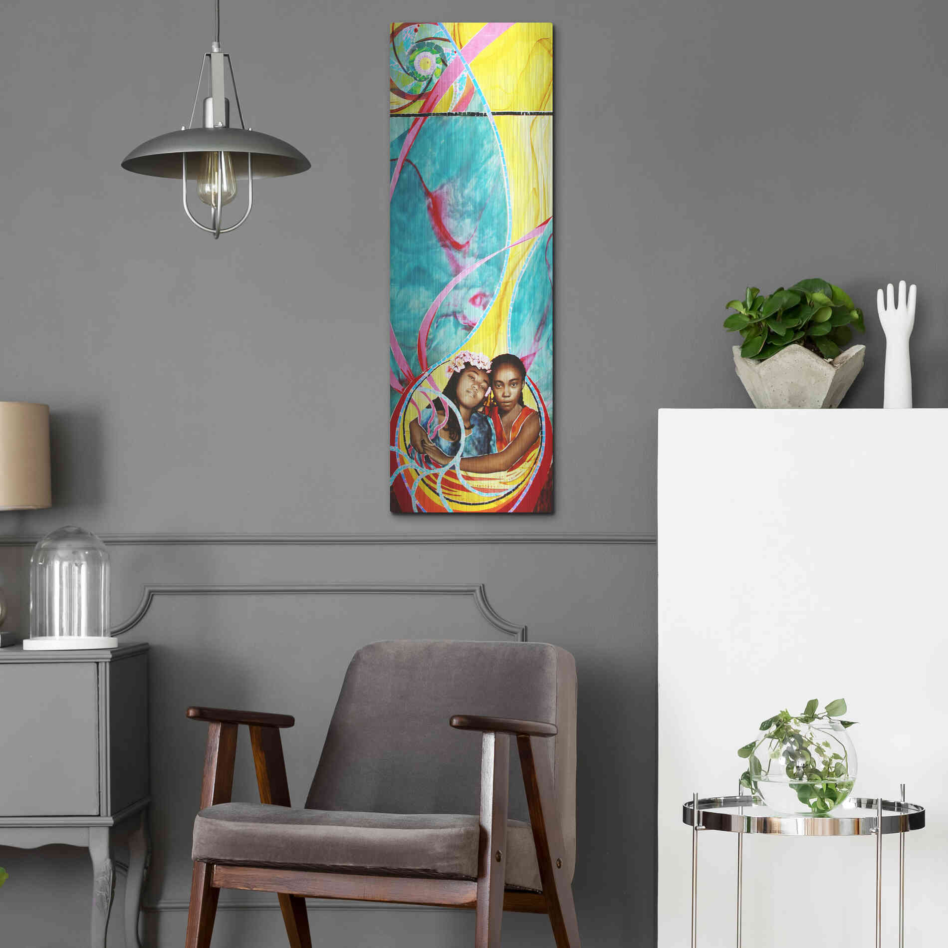 Luxe Metal Art 'Love And Faith' by Rita Shimelfarb, Metal Wall Art,12x36