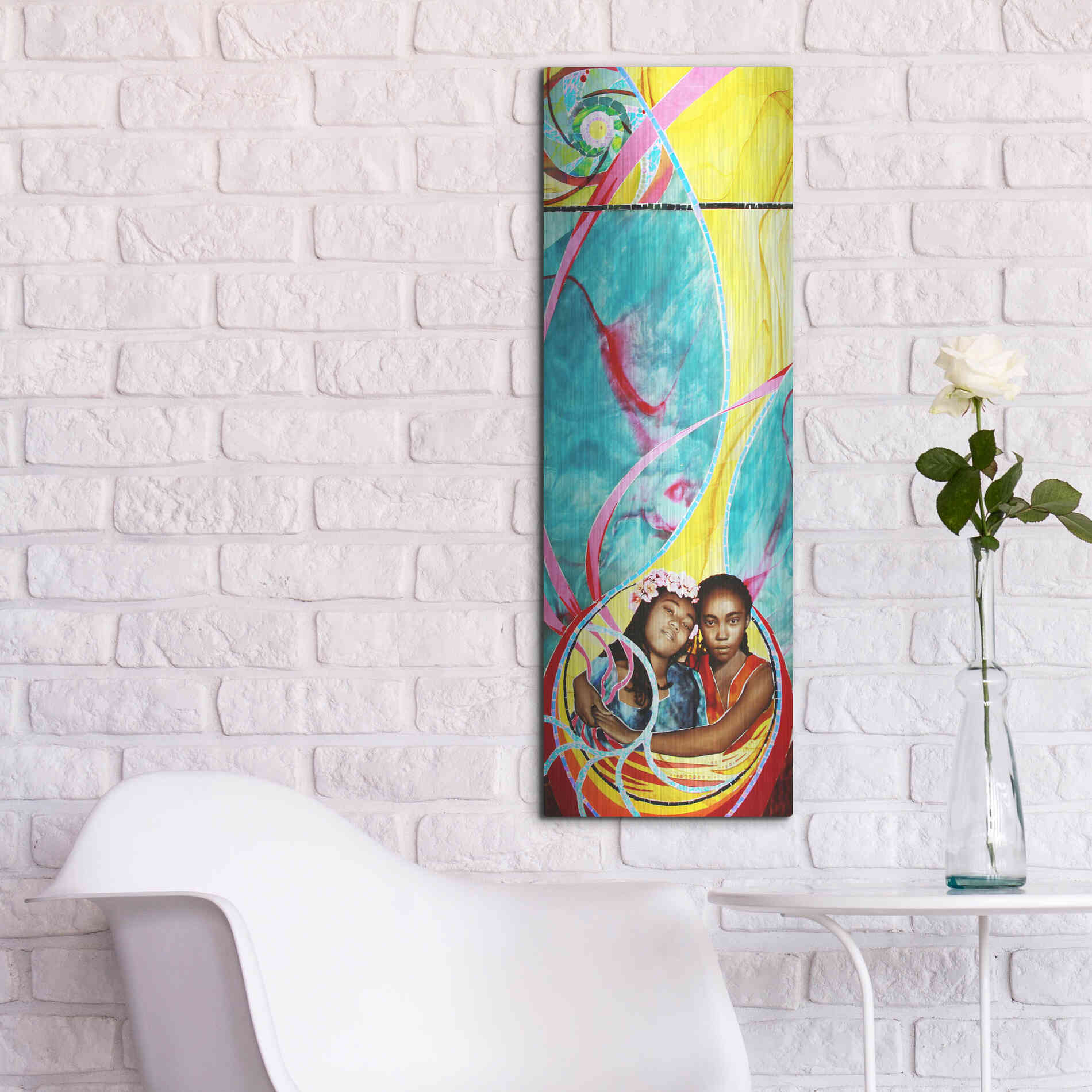 Luxe Metal Art 'Love And Faith' by Rita Shimelfarb, Metal Wall Art,12x36