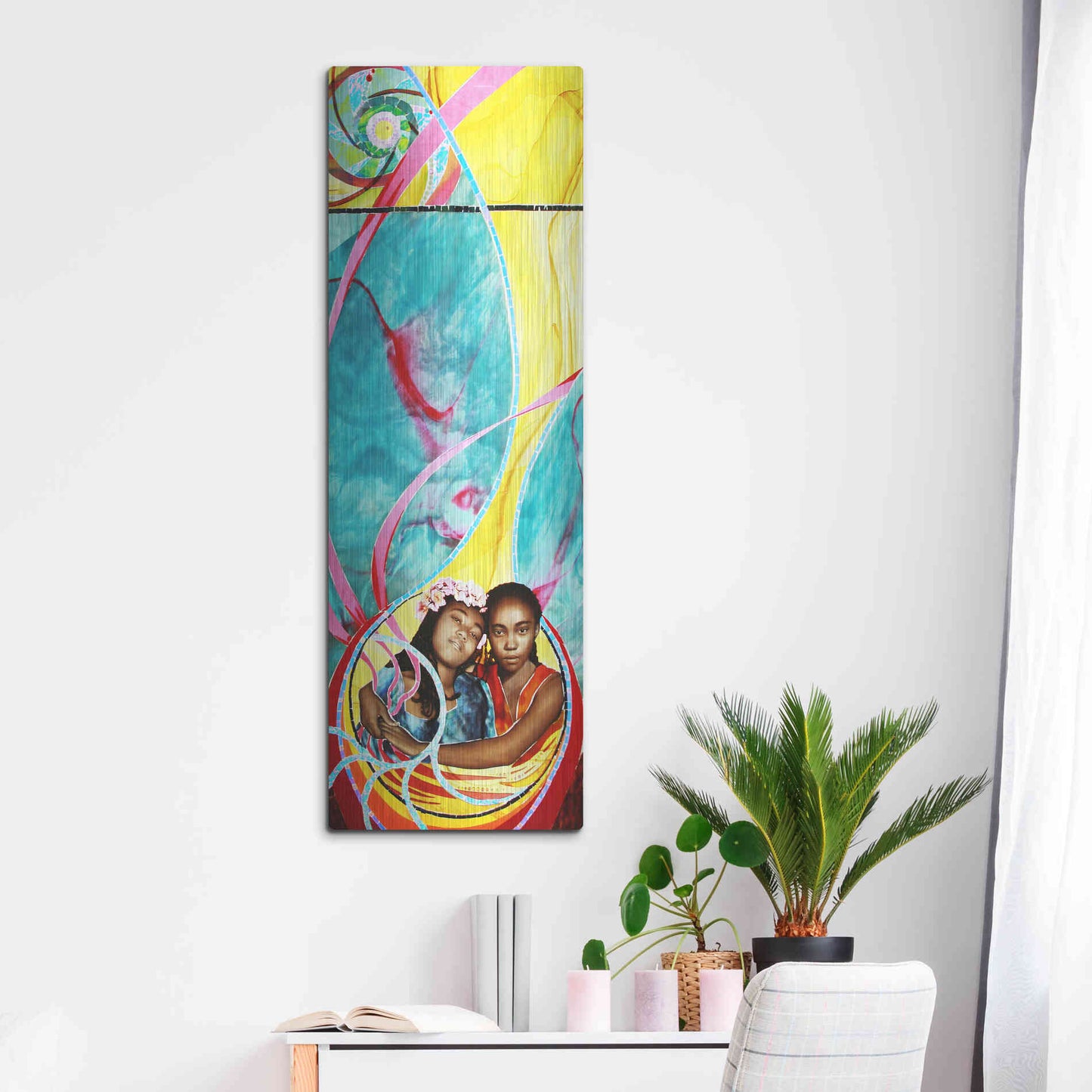 Luxe Metal Art 'Love And Faith' by Rita Shimelfarb, Metal Wall Art,16x48