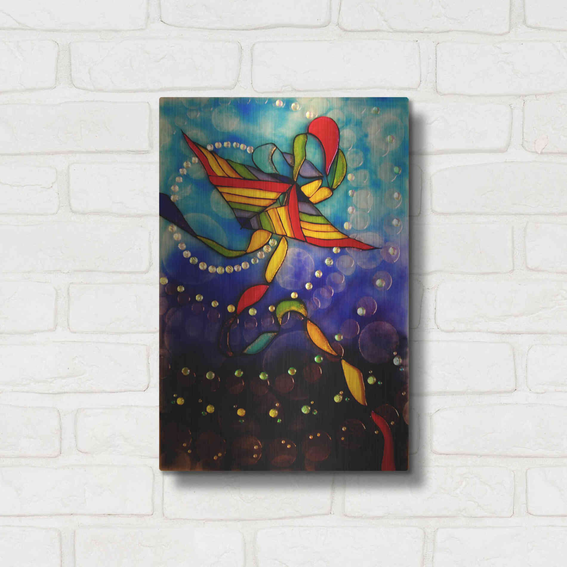 Luxe Metal Art 'Kite Reflected' by Rita Shimelfarb, Metal Wall Art,12x16