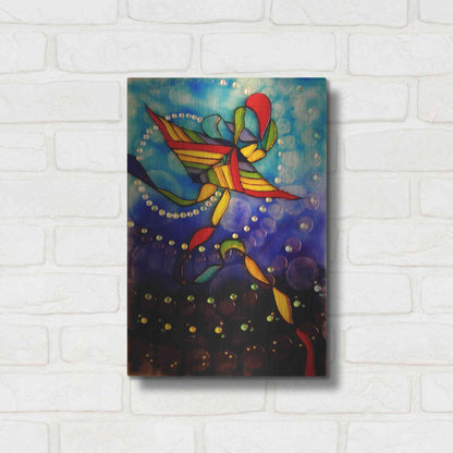 Luxe Metal Art 'Kite Reflected' by Rita Shimelfarb, Metal Wall Art,12x16