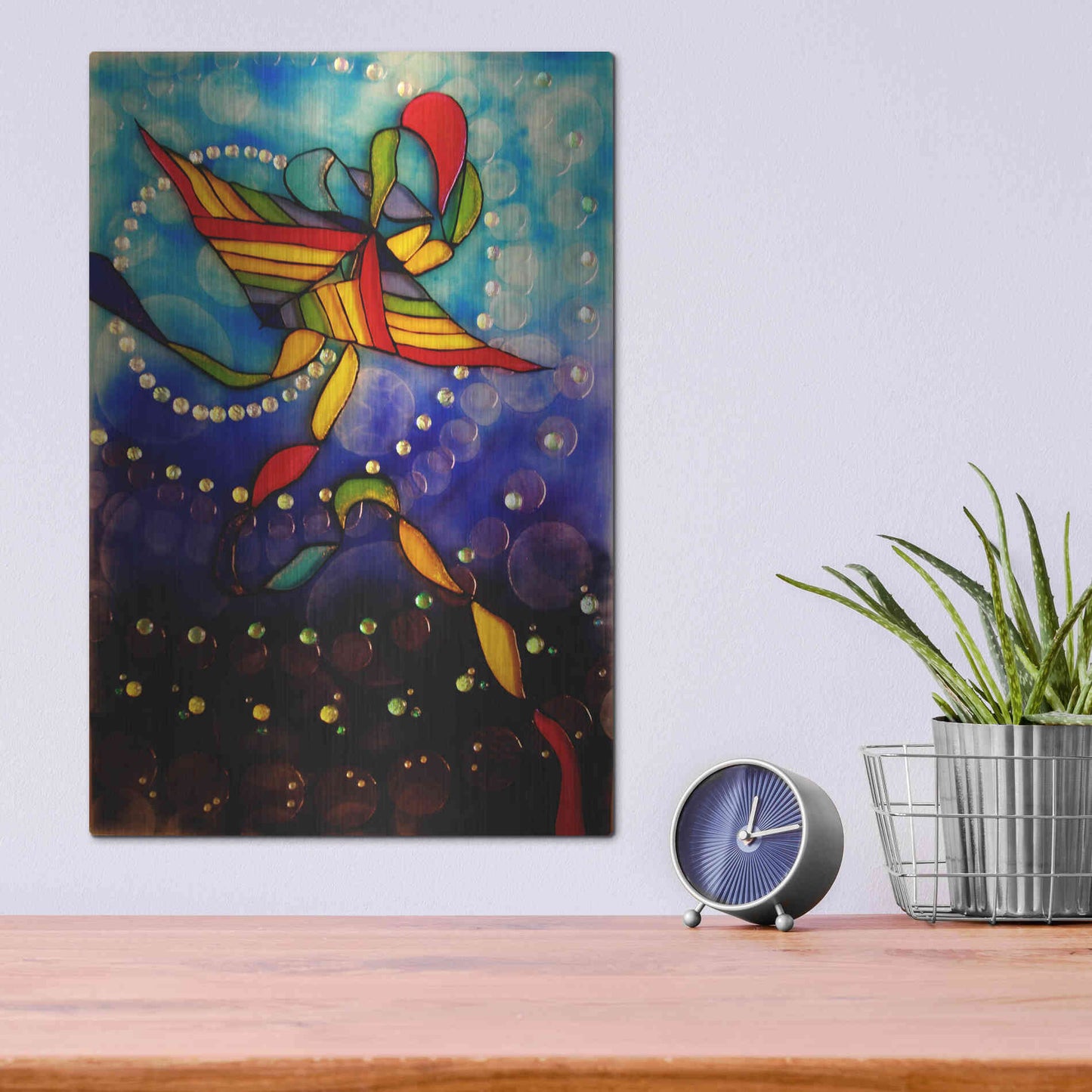 Luxe Metal Art 'Kite Reflected' by Rita Shimelfarb, Metal Wall Art,12x16