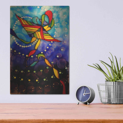 Luxe Metal Art 'Kite Reflected' by Rita Shimelfarb, Metal Wall Art,12x16