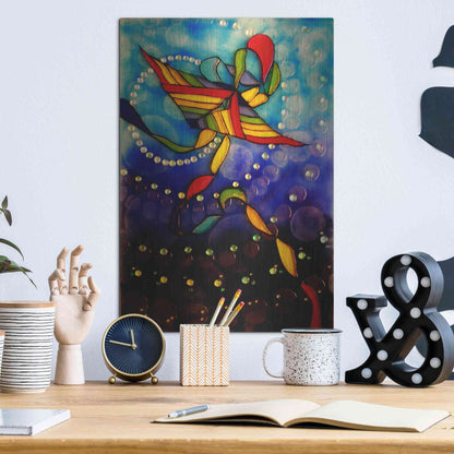 Luxe Metal Art 'Kite Reflected' by Rita Shimelfarb, Metal Wall Art,12x16