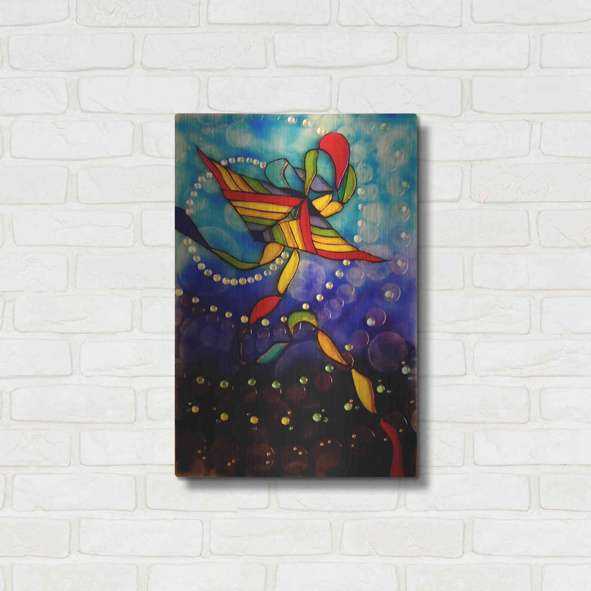 Luxe Metal Art 'Kite Reflected' by Rita Shimelfarb, Metal Wall Art,16x24