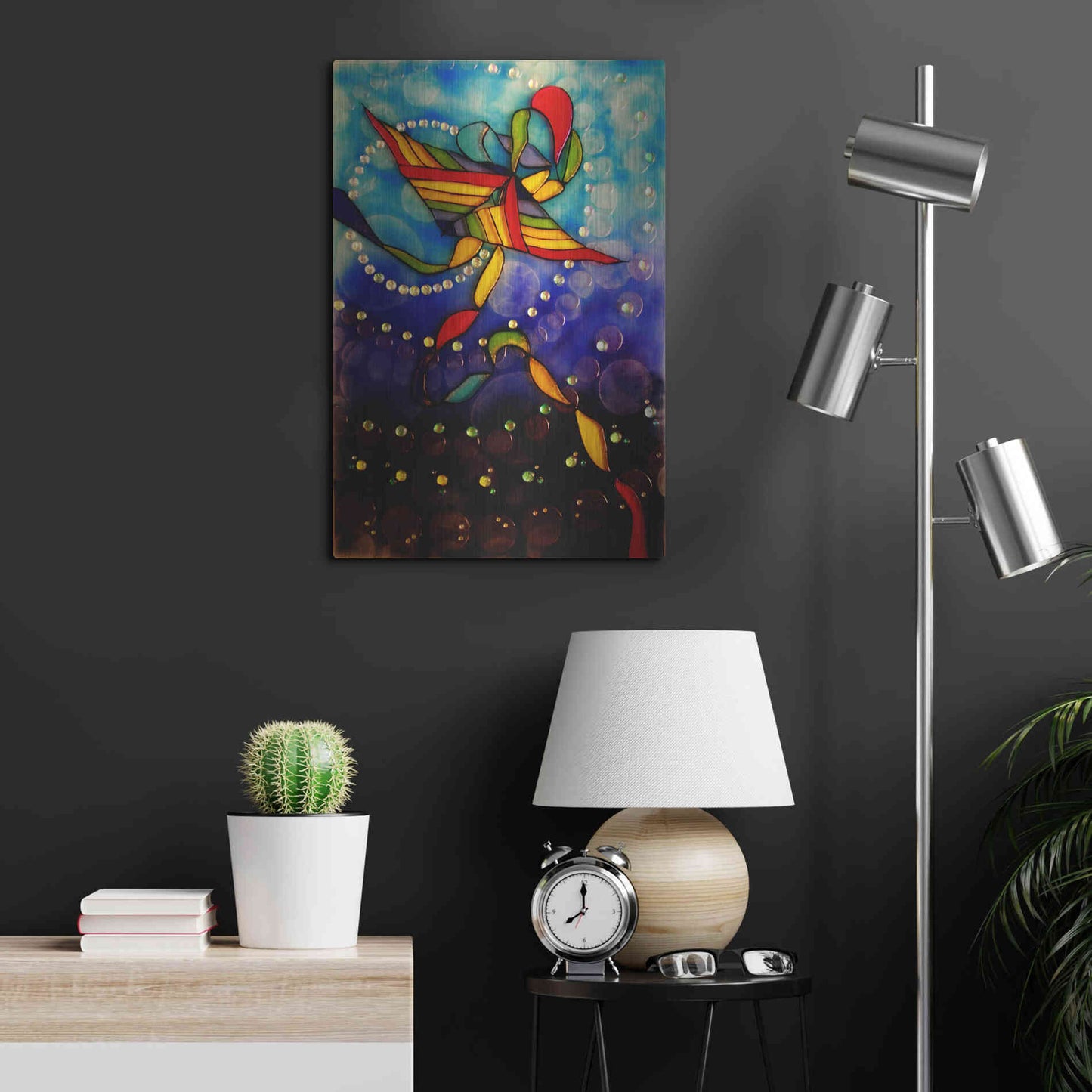 Luxe Metal Art 'Kite Reflected' by Rita Shimelfarb, Metal Wall Art,16x24