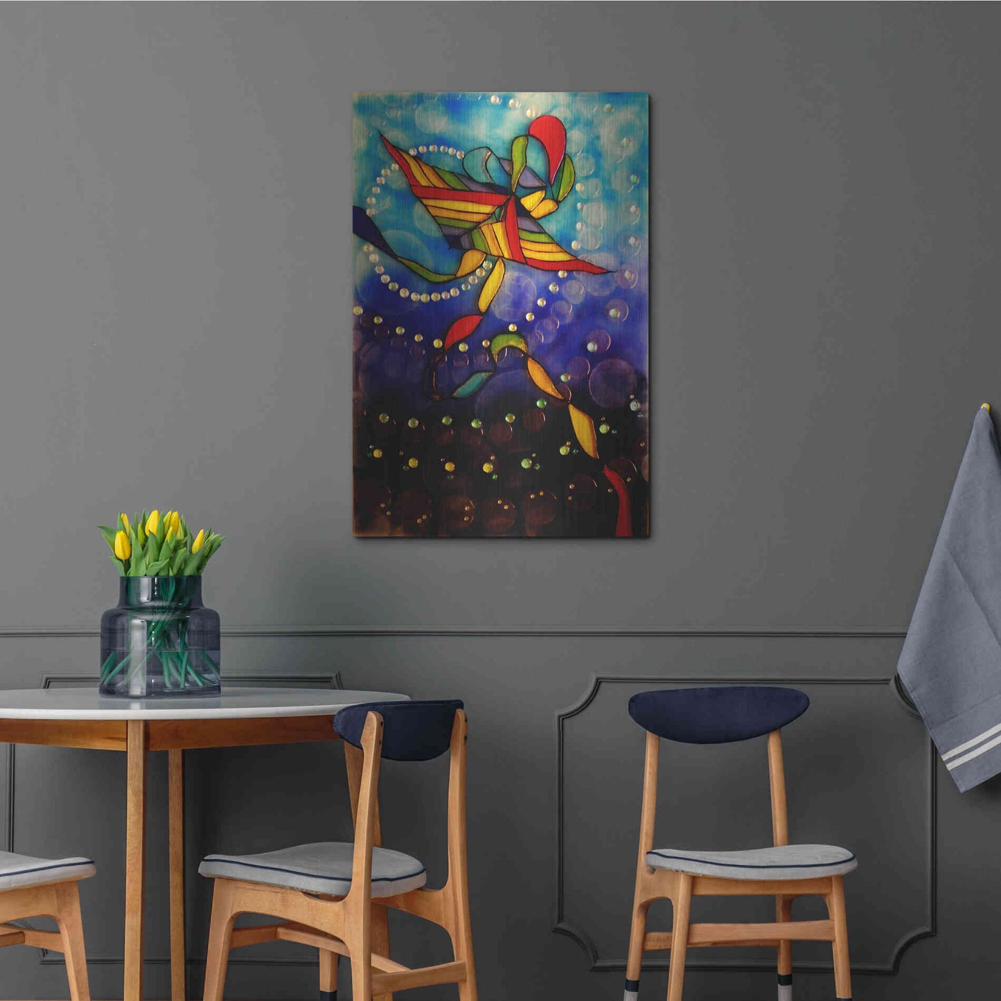 Luxe Metal Art 'Kite Reflected' by Rita Shimelfarb, Metal Wall Art,24x36