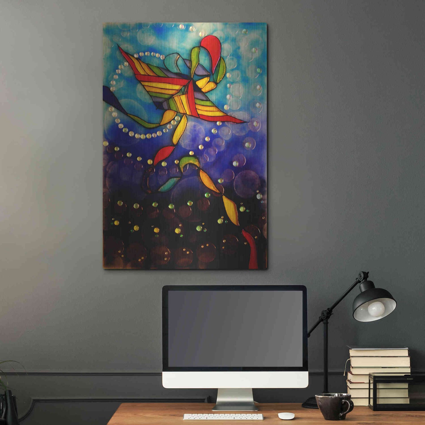 Luxe Metal Art 'Kite Reflected' by Rita Shimelfarb, Metal Wall Art,24x36