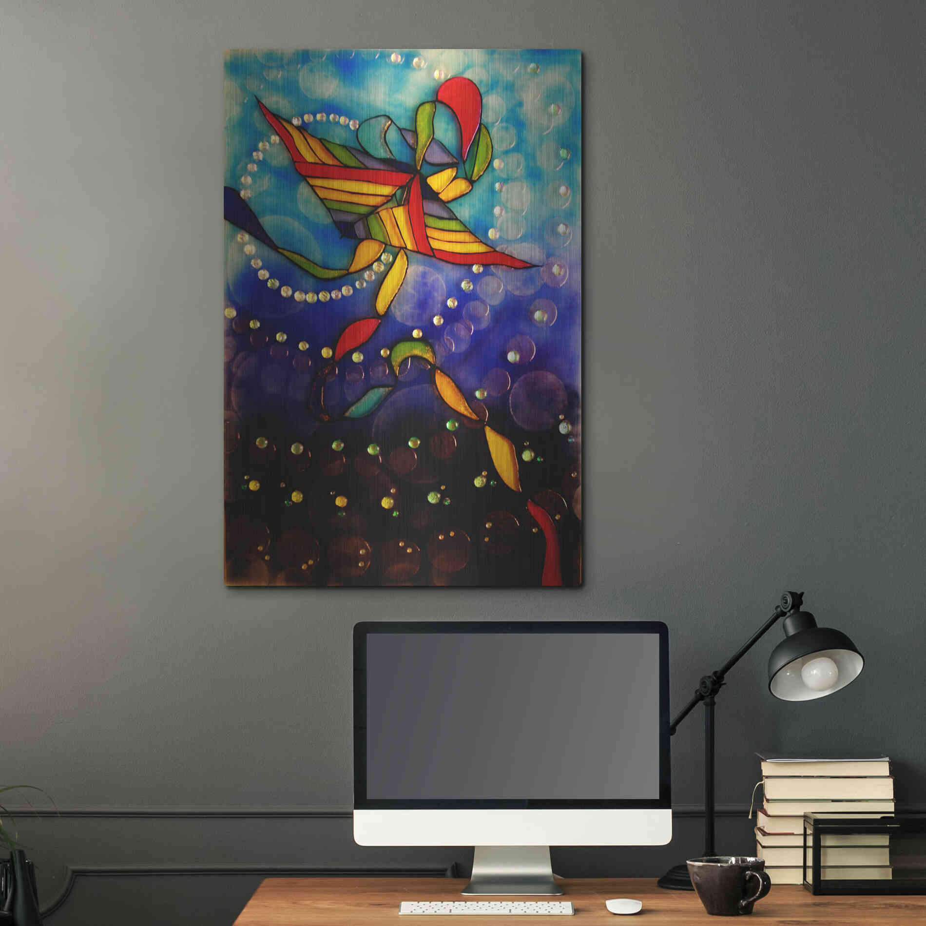 Luxe Metal Art 'Kite Reflected' by Rita Shimelfarb, Metal Wall Art,24x36