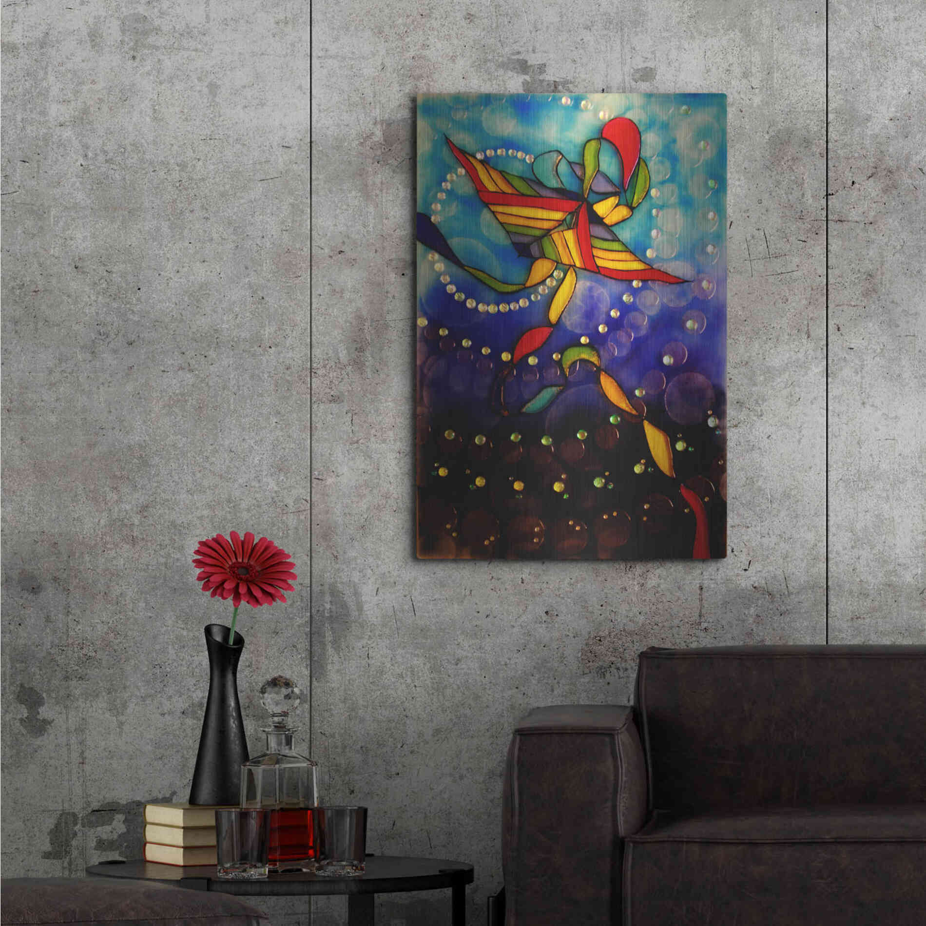 Luxe Metal Art 'Kite Reflected' by Rita Shimelfarb, Metal Wall Art,24x36