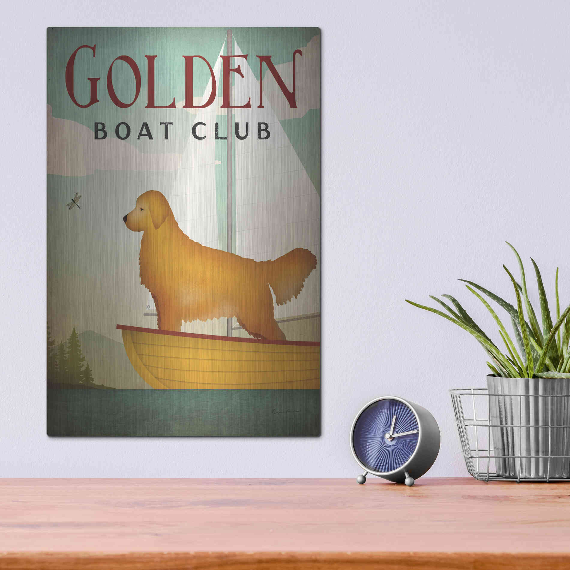 Luxe Metal Art 'Golden Sail' by Ryan Fowler, Metal Wall Art,12x16