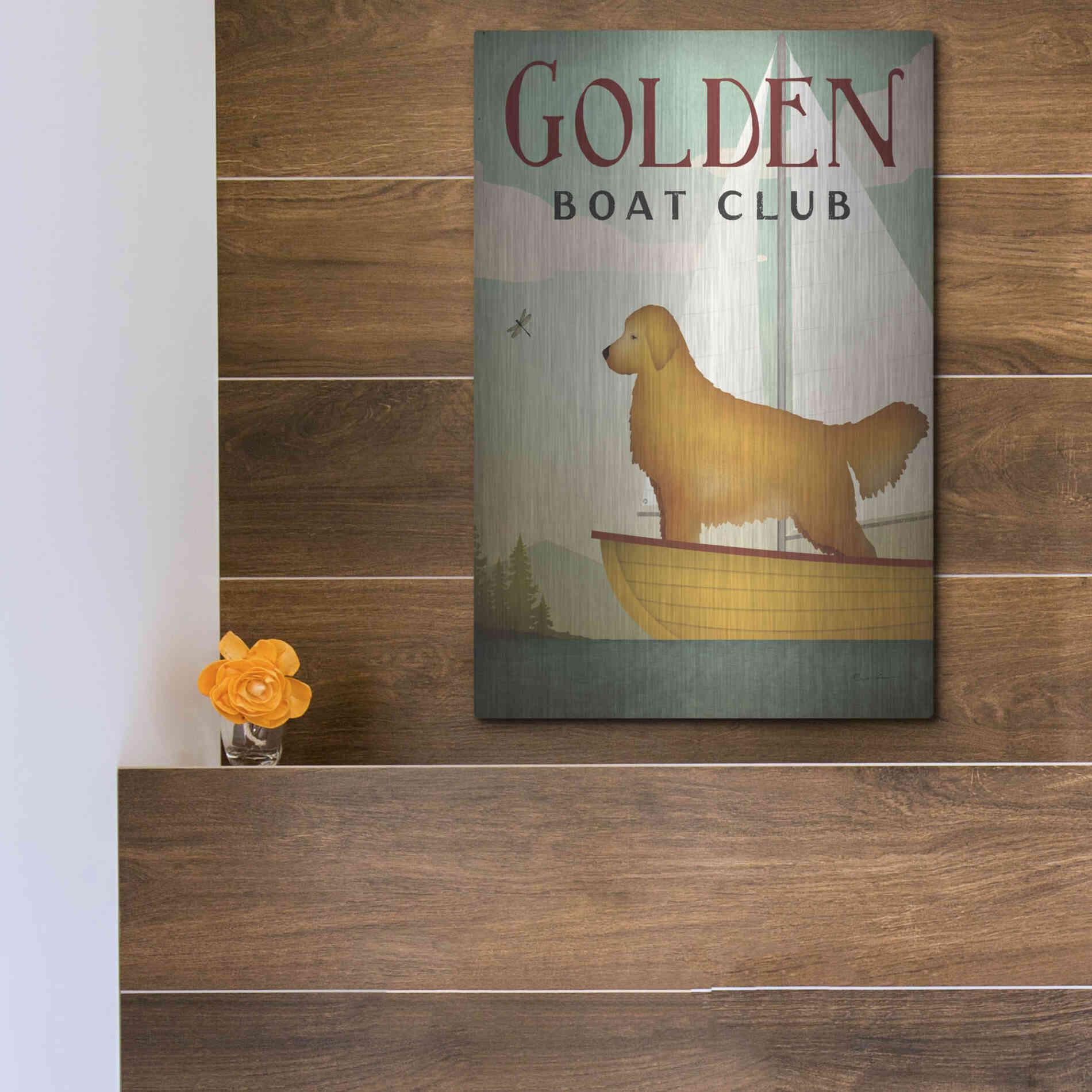 Luxe Metal Art 'Golden Sail' by Ryan Fowler, Metal Wall Art,12x16
