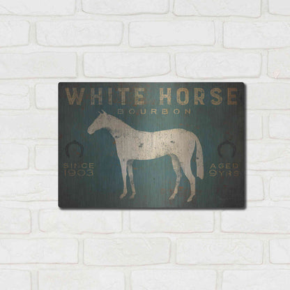 Luxe Metal Art 'White Horse No Kentucky' by Ryan Fowler, Metal Wall Art,16x12