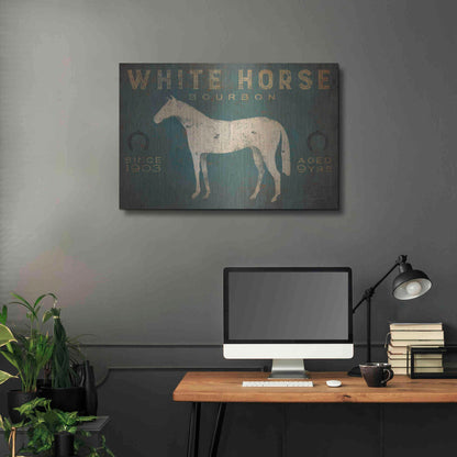Luxe Metal Art 'White Horse No Kentucky' by Ryan Fowler, Metal Wall Art,36x24