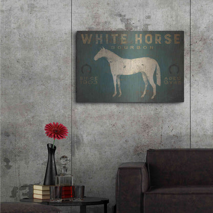 Luxe Metal Art 'White Horse No Kentucky' by Ryan Fowler, Metal Wall Art,36x24