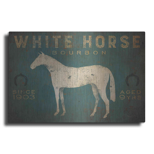 Luxe Metal Art 'White Horse No Kentucky' by Ryan Fowler, Metal Wall Art