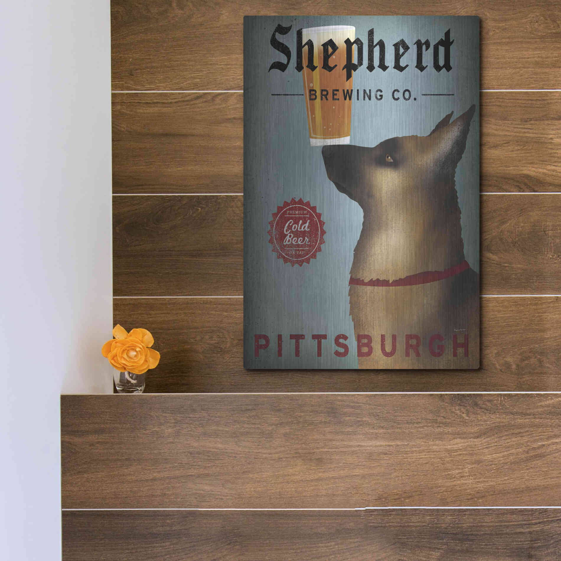 Luxe Metal Art 'Shepherd Brewing Co Pittsburgh' by Ryan Fowler, Metal Wall Art,12x16