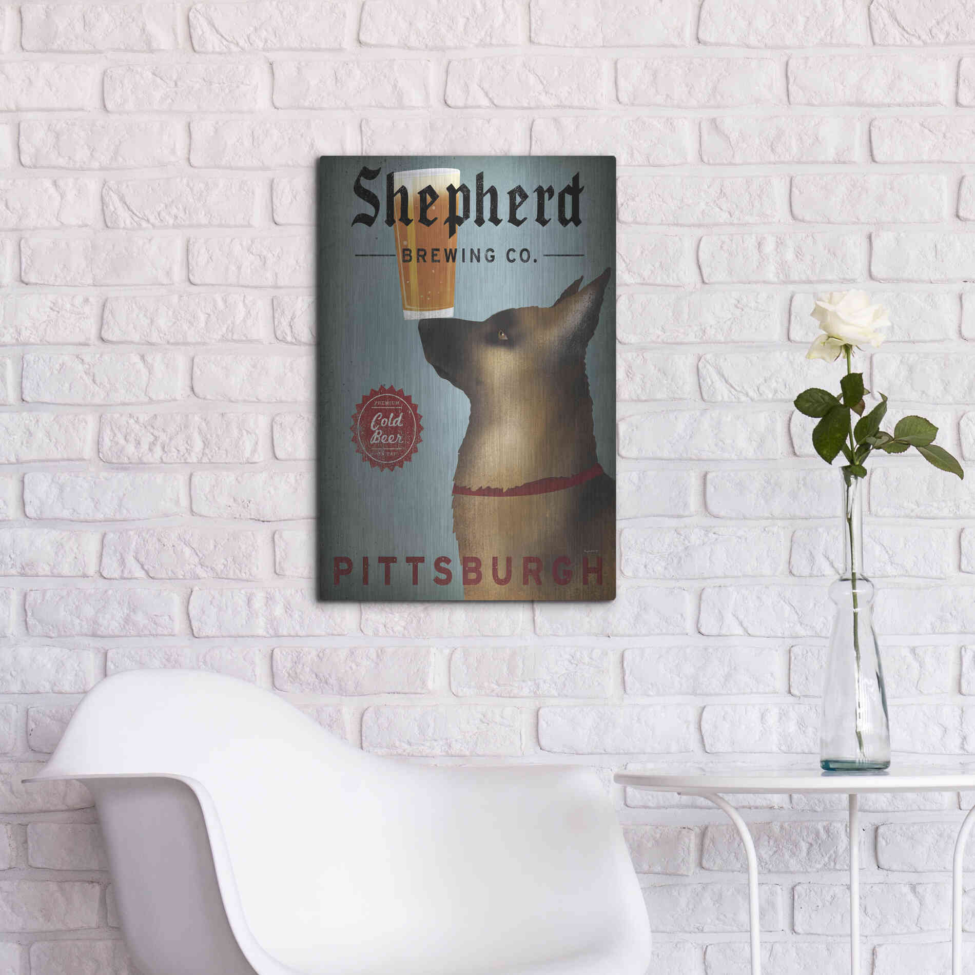 Luxe Metal Art 'Shepherd Brewing Co Pittsburgh' by Ryan Fowler, Metal Wall Art,16x24