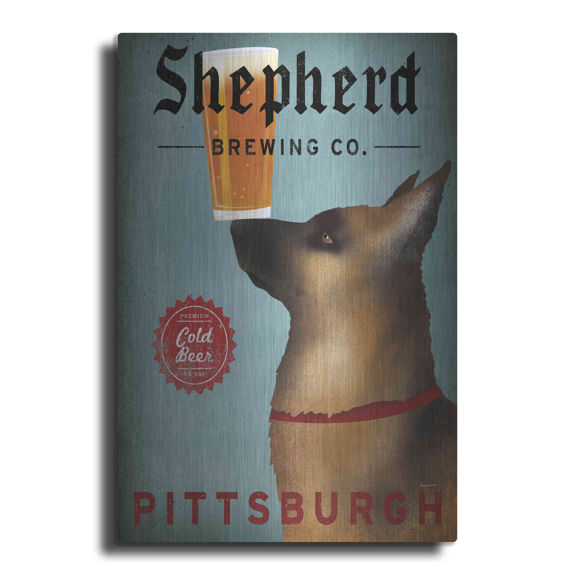 Luxe Metal Art 'Shepherd Brewing Co Pittsburgh' by Ryan Fowler, Metal Wall Art