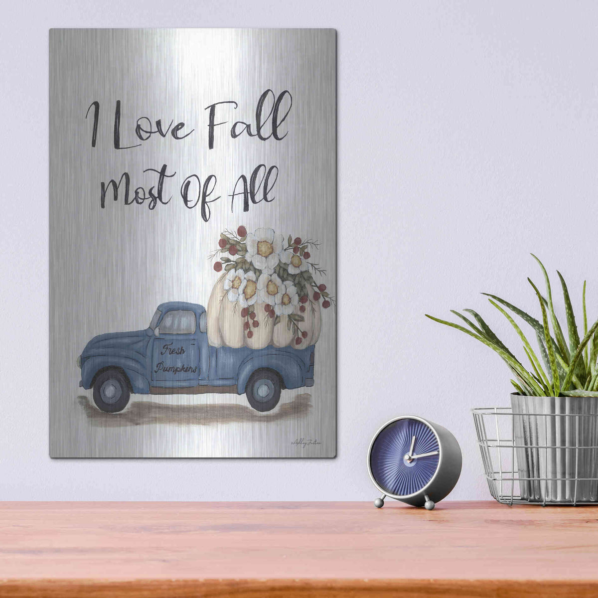 Luxe Metal Art 'I Love Fall Most of All' by Ashley Justice, Metal Wall Art,12x16