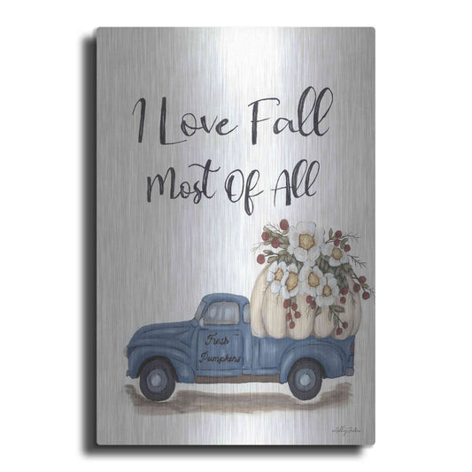 Luxe Metal Art 'I Love Fall Most of All' by Ashley Justice, Metal Wall Art