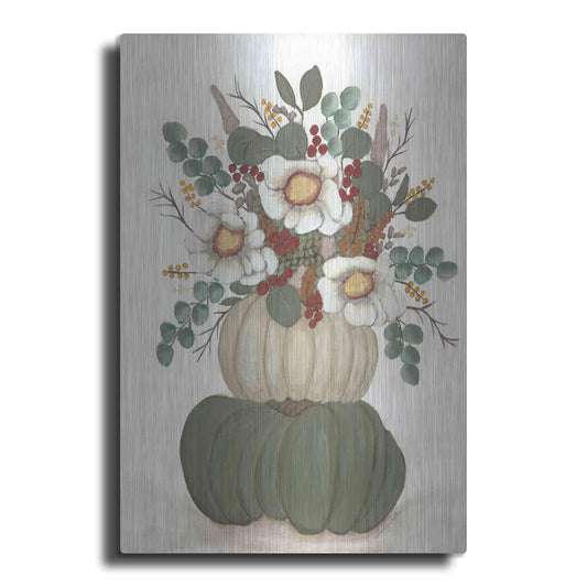 Luxe Metal Art 'Floral Pumpkin Stack' by Ashley Justice, Metal Wall Art