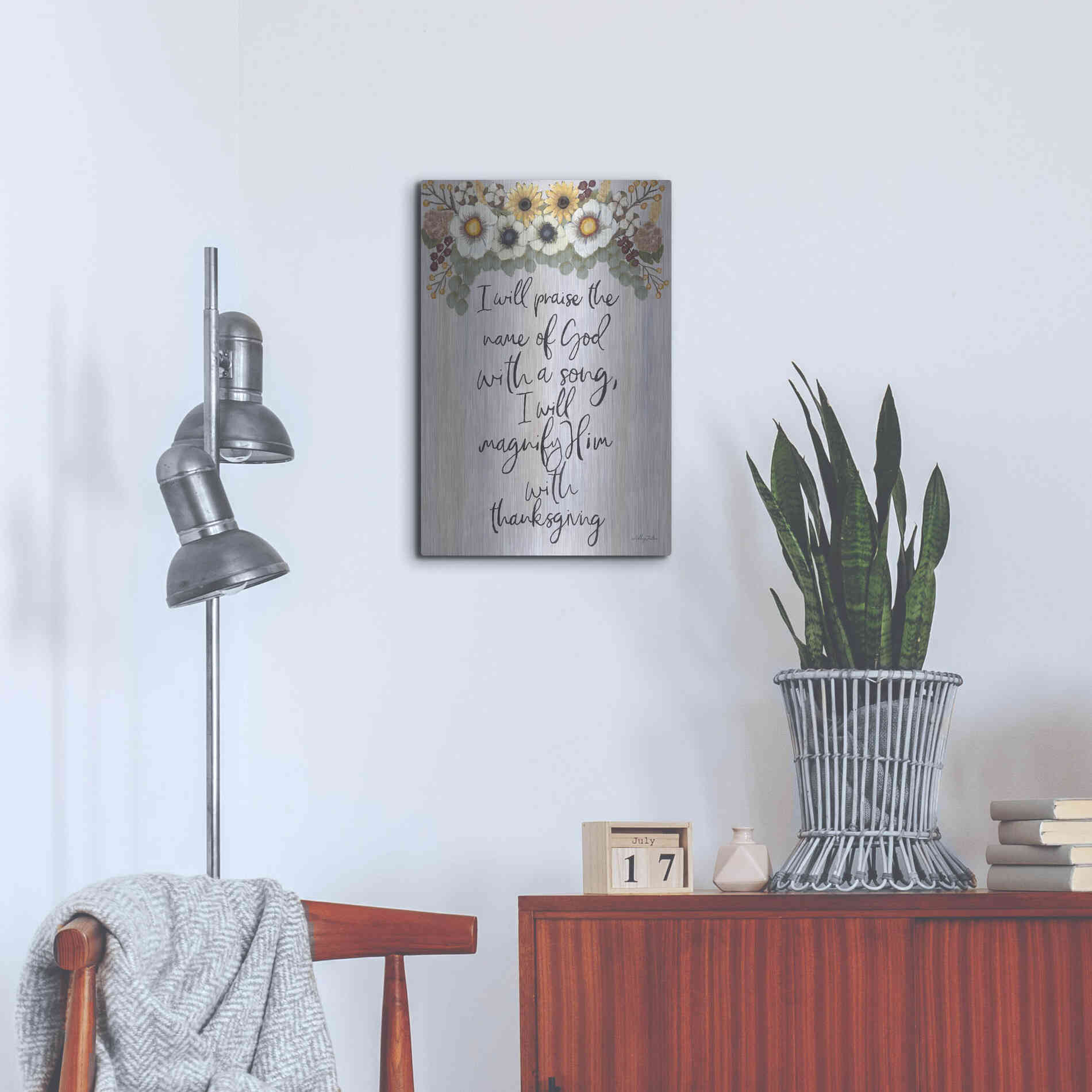 Luxe Metal Art 'I Will Praise the Name of God' by Ashley Justice, Metal Wall Art,16x24