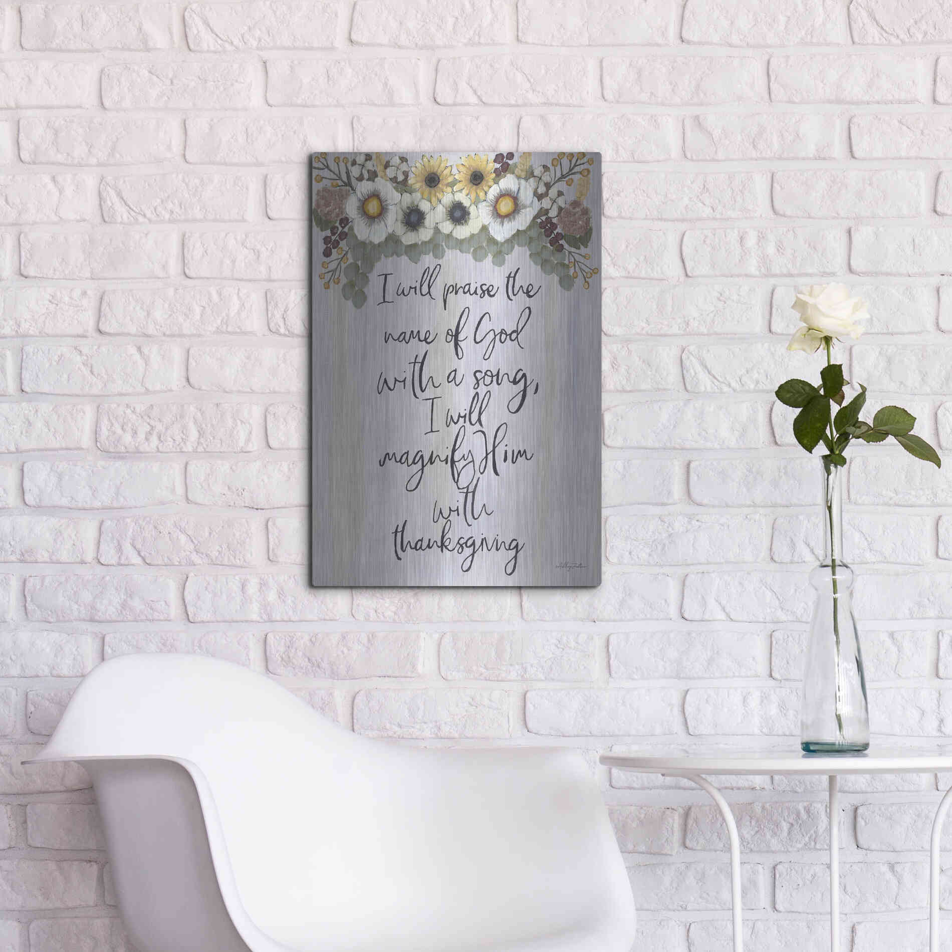 Luxe Metal Art 'I Will Praise the Name of God' by Ashley Justice, Metal Wall Art,16x24