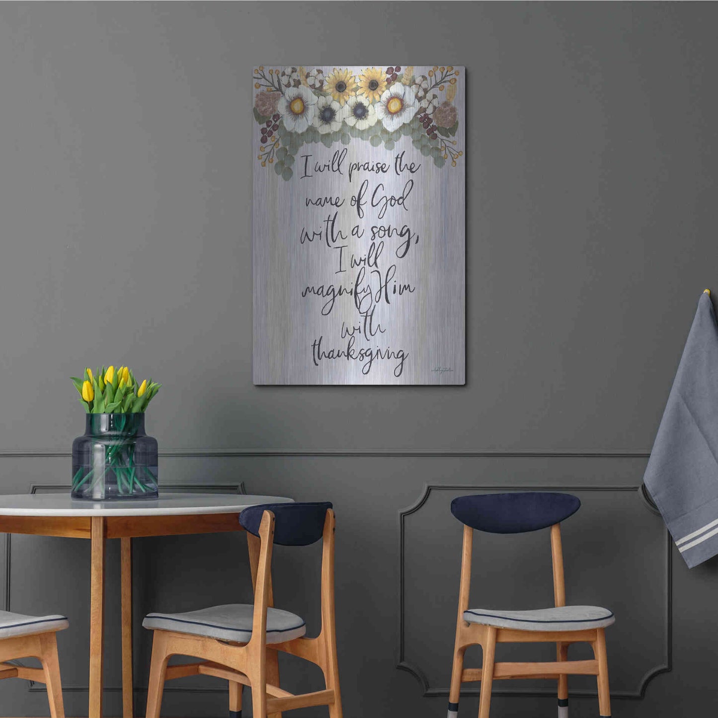 Luxe Metal Art 'I Will Praise the Name of God' by Ashley Justice, Metal Wall Art,24x36